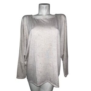 LuLaRoe Women's Sz XL Long Sleeve Boat Neck Tunic Top Heathered Speckled Beige